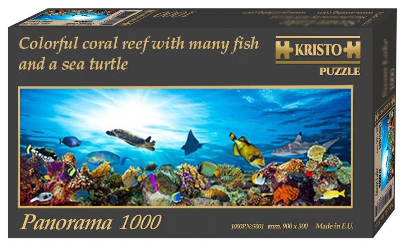 Цветен коралов риф с риби и морска костенурка